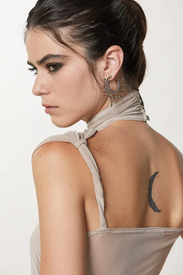 Patrizia Pepe Hoop Earrings With Rings Silver Shiny Silver Accessories