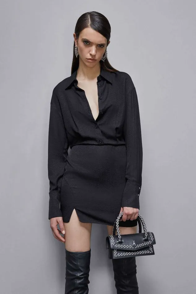Patrizia Pepe Jacquard Viscose Mini Dress Black Nero Apparel Mini