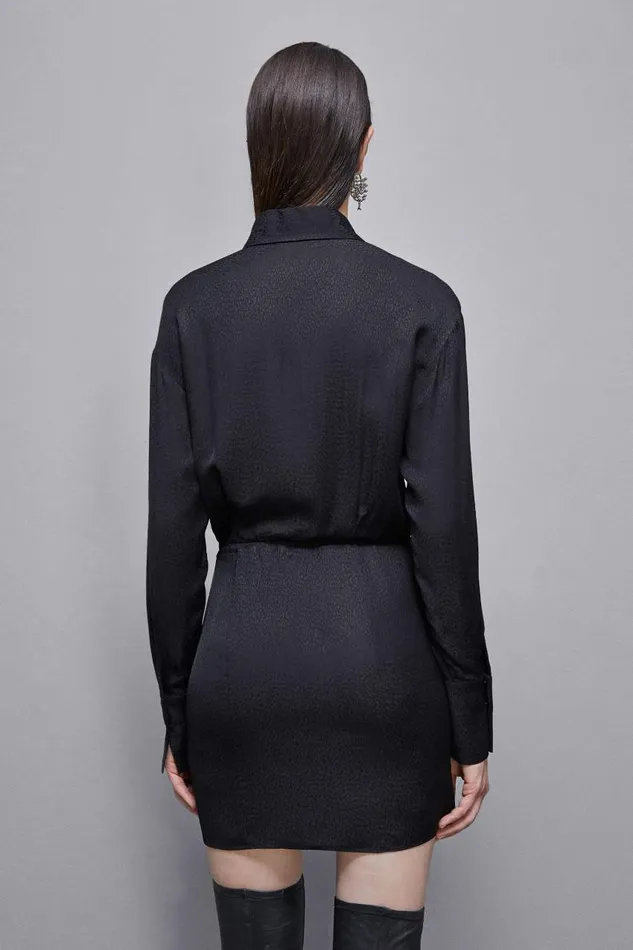 Patrizia Pepe Jacquard Viscose Mini Dress Black Nero Apparel Mini