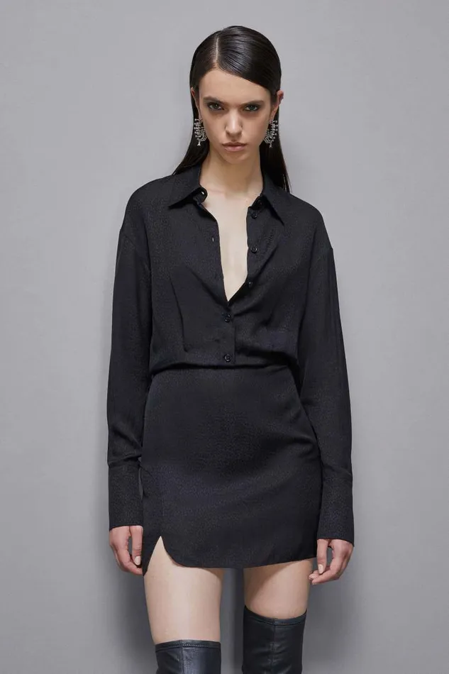 Patrizia Pepe Jacquard Viscose Mini Dress Black Nero Apparel Mini