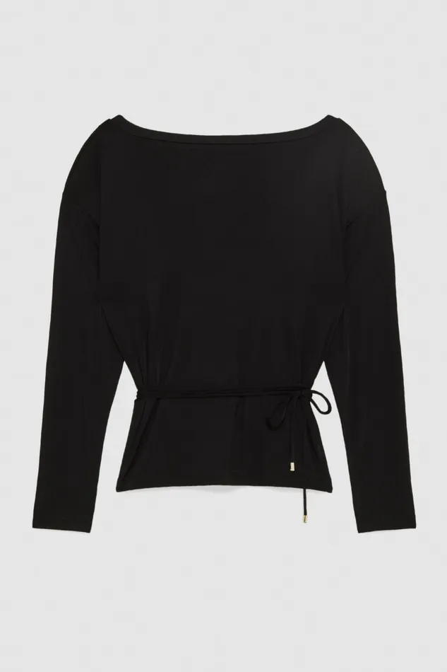 Patrizia Pepe Jersey Dropped Shoulder Sweater Black Nero Apparel Tops