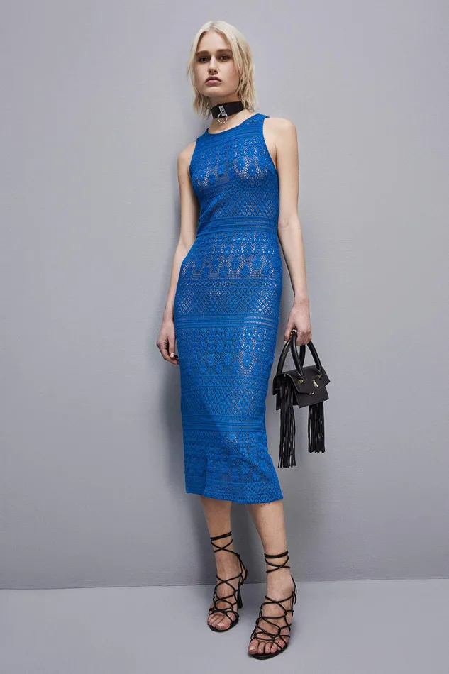 Patrizia Pepe Lace Midi Dress Blue Blue Soul Apparel Midi