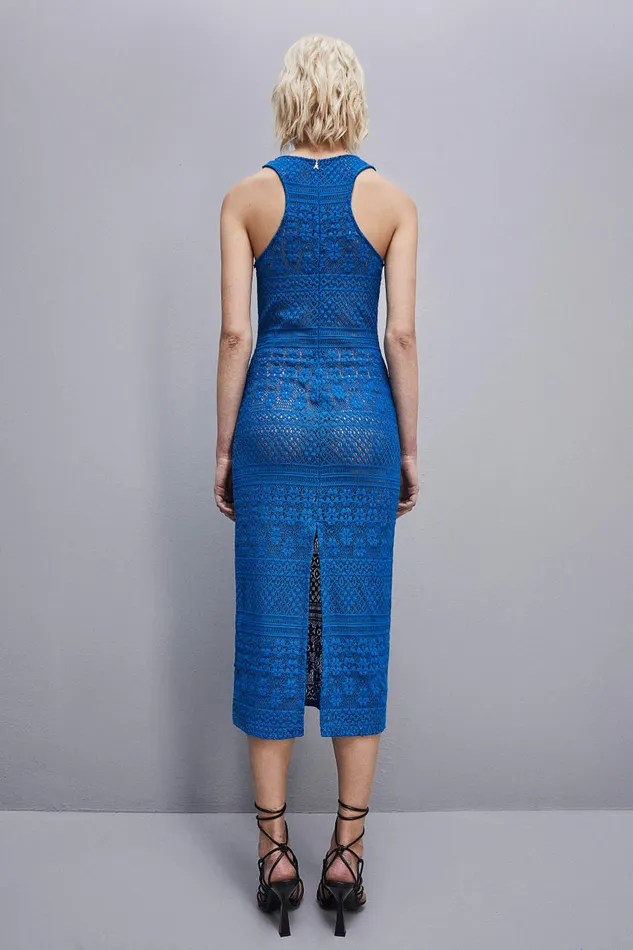 Patrizia Pepe Lace Midi Dress Blue Blue Soul Apparel Midi