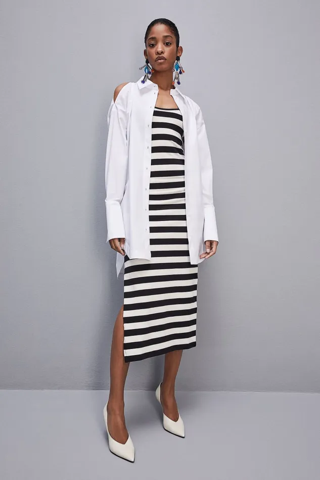 Patrizia Pepe Longsleeved Oversized Cotton Shirt White Bianco Ottico Apparel Shirts