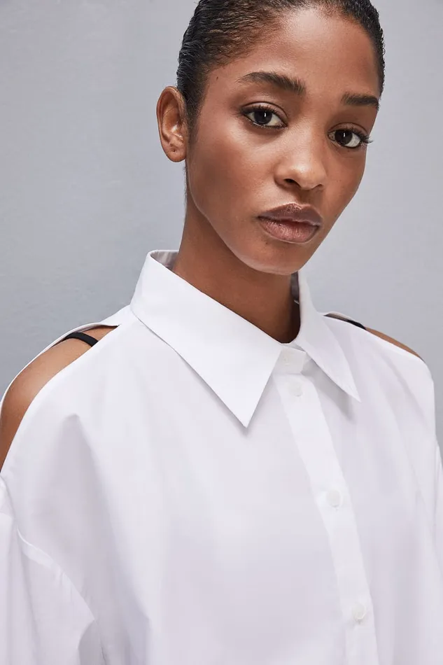 Patrizia Pepe Longsleeved Oversized Cotton Shirt White Bianco Ottico Apparel Shirts