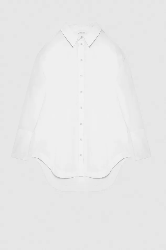 Patrizia Pepe Longsleeved Oversized Cotton Shirt White Bianco Ottico Apparel Shirts