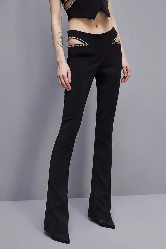 Patrizia Pepe Lowwaisted Crepe Pants Black Nero Apparel Slim and Skinny