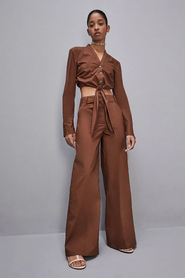 Patrizia Pepe Lowwaisted Palazzo Fit Pants Brown Chocolate Brown Apparel Palazzo