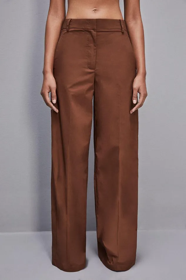 Patrizia Pepe Lowwaisted Palazzo Fit Pants Brown Chocolate Brown Apparel Palazzo