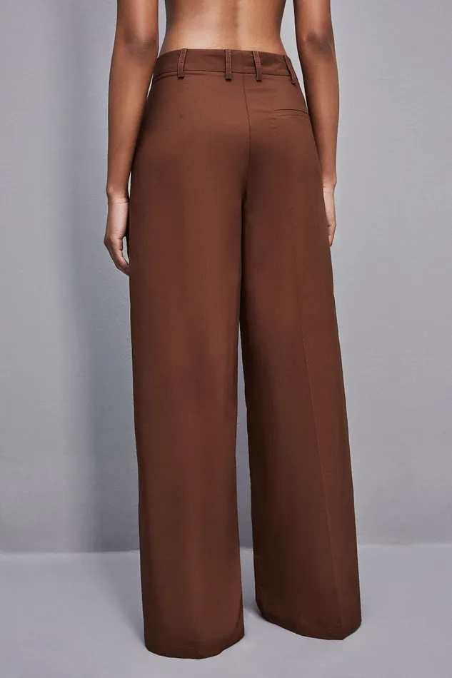 Patrizia Pepe Lowwaisted Palazzo Fit Pants Brown Chocolate Brown Apparel Palazzo