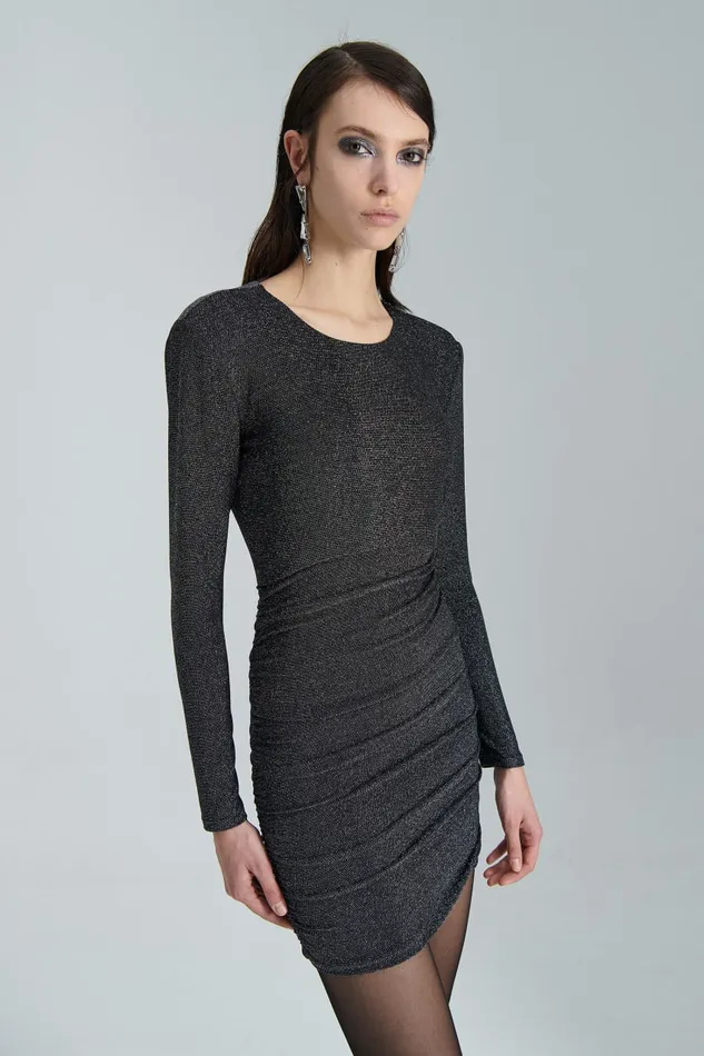 Patrizia Pepe Lurex Mini Dress Black Black Lurex Apparel Mini