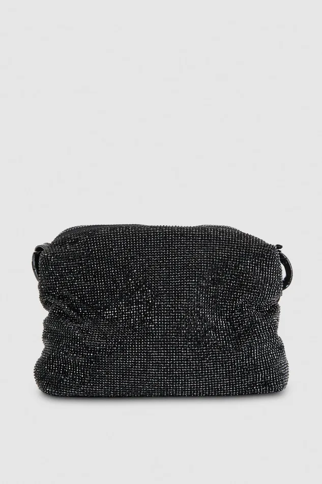Patrizia Pepe Maxichain Rhinestone Bag Black Total Black Crystal Bags Handbags