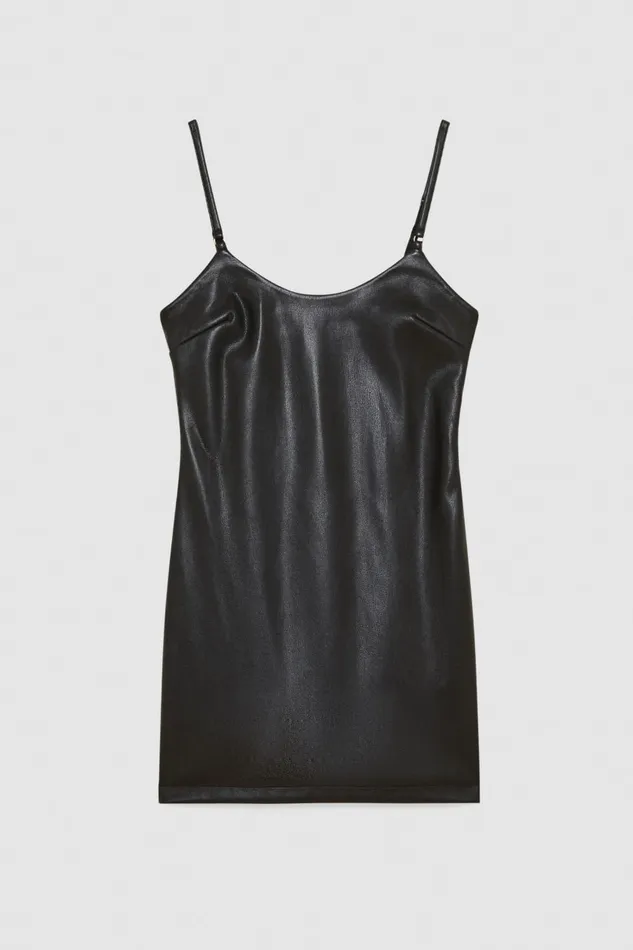 Patrizia Pepe Mini Dress In Coated Fabric Black Nero Apparel Mini