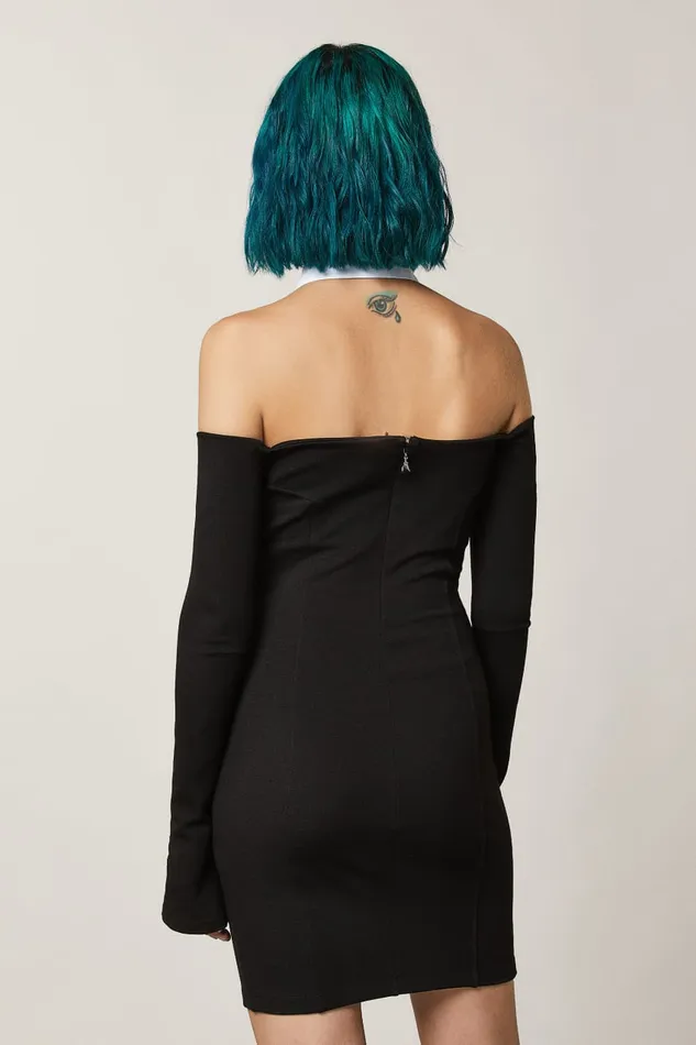 Patrizia Pepe Mini Sheath Dress With Collar Black Nero Apparel Mini