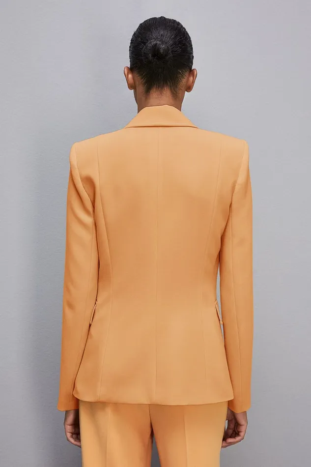Patrizia Pepe Onebutton Jacket In Sabl Crepe Fabric Orange Orange Sorbet Apparel Blazers