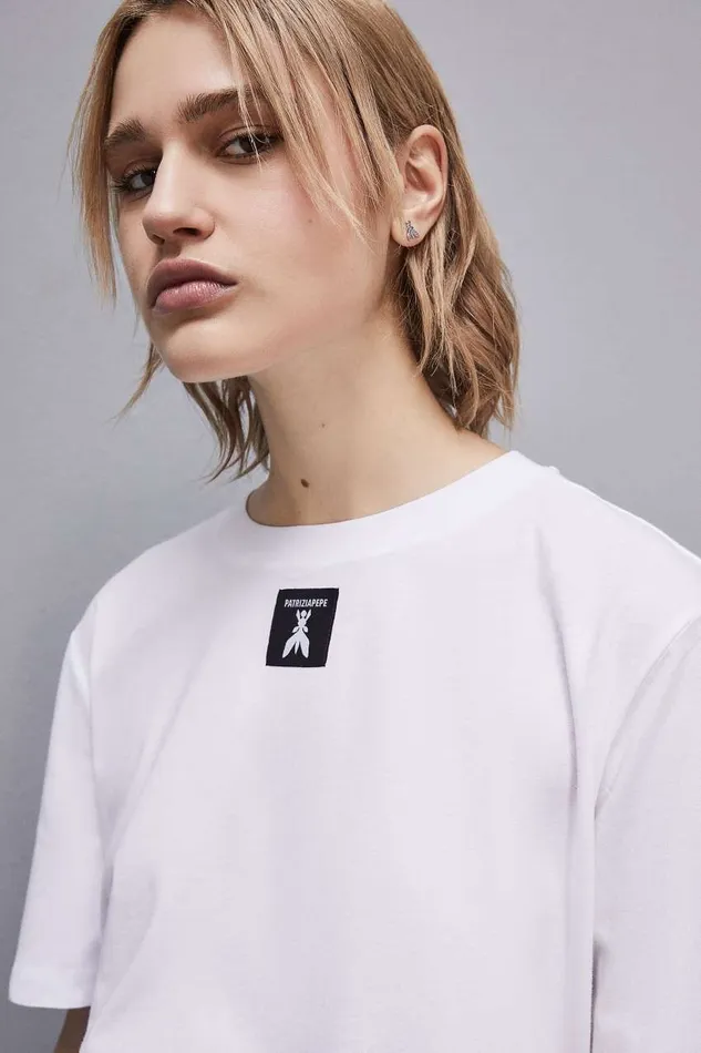 Patrizia Pepe Organic Cotton Tshirt White Bianco Ottico Apparel TShirts