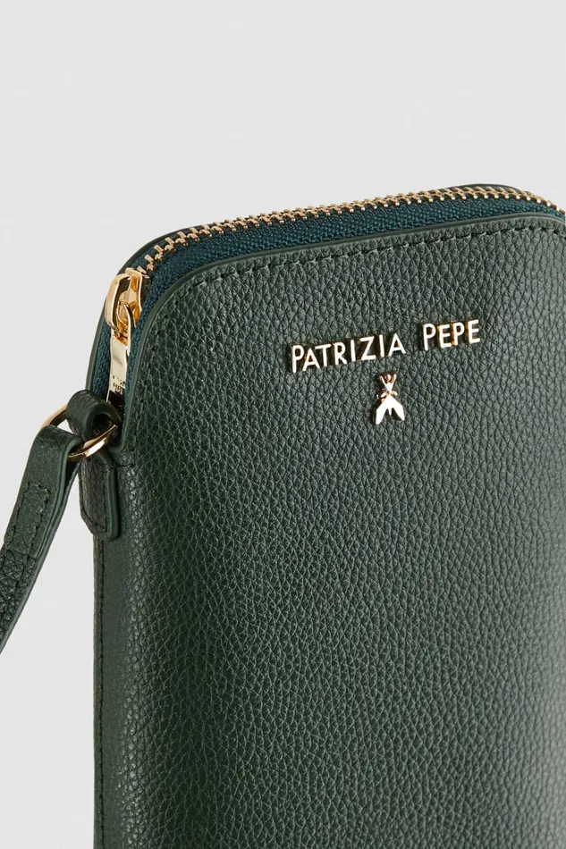 Patrizia Pepe Phone Holder With Shoulder Strap Green Tuscany Green Accessories Crossbodys