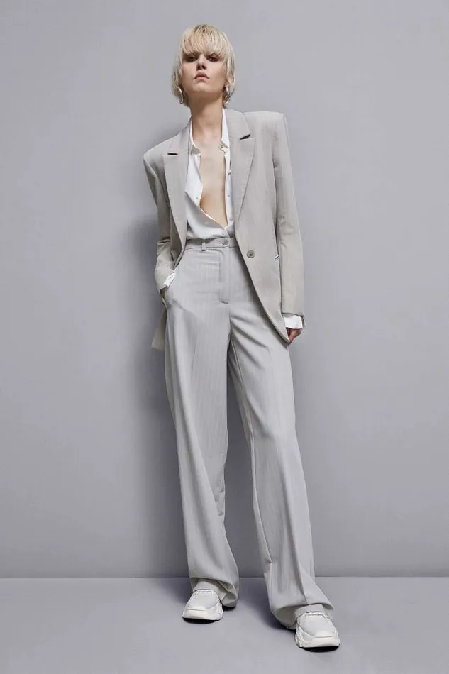 Patrizia Pepe Pinstriped Onebutton Flannel Blazer Grey Utopia Gray Stripes Apparel Blazers Patrizia Pepe Pinstriped Onebutton Flannel Blazer Grey Utopia Gray Stripes Apparel Blazers