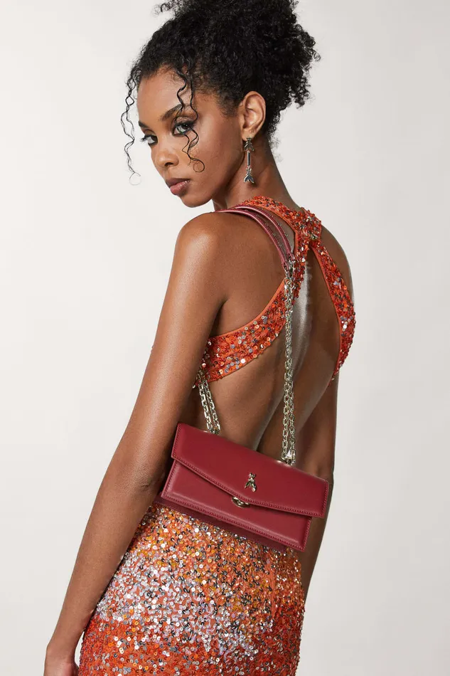 Patrizia Pepe Red Leather Fly Bamby Bag Martian Red Bags Handbags