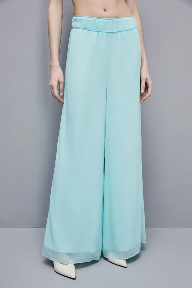 Patrizia Pepe Regular Waist Palazzo Pants Light Blue Aqua Blue Apparel Palazzo