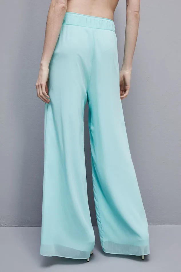 Patrizia Pepe Regular Waist Palazzo Pants Light Blue Aqua Blue Apparel Palazzo