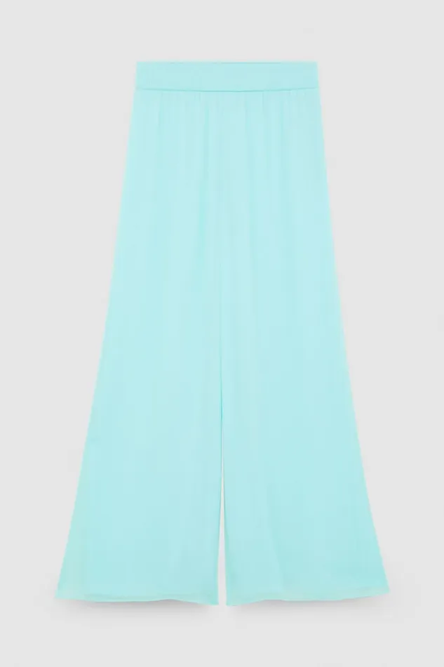 Patrizia Pepe Regular Waist Palazzo Pants Light Blue Aqua Blue Apparel Palazzo