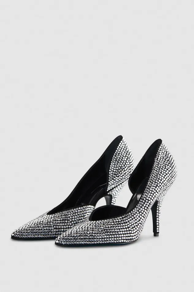 Patrizia Pepe Rhinestoneadorned Suede Pumps Black Blackcrystal Footwear