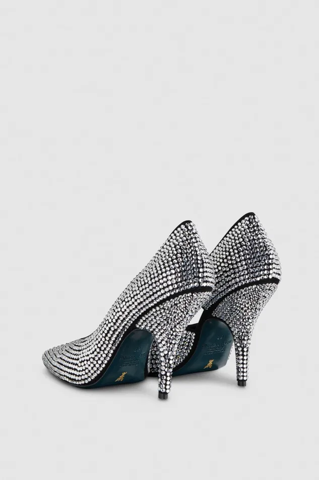Patrizia Pepe Rhinestoneadorned Suede Pumps Black Blackcrystal Footwear