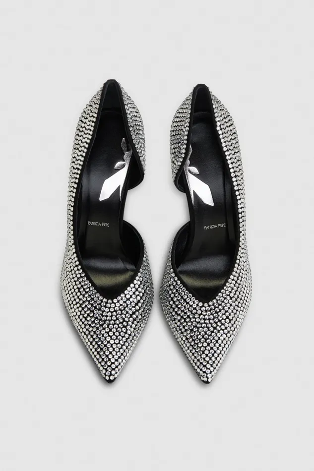 Patrizia Pepe Rhinestoneadorned Suede Pumps Black Blackcrystal Footwear