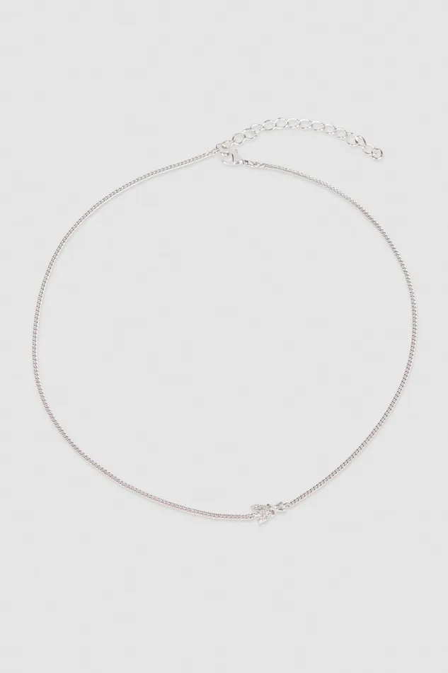 Patrizia Pepe Rhinestone Necklace Silver Silvercrystal Accessories