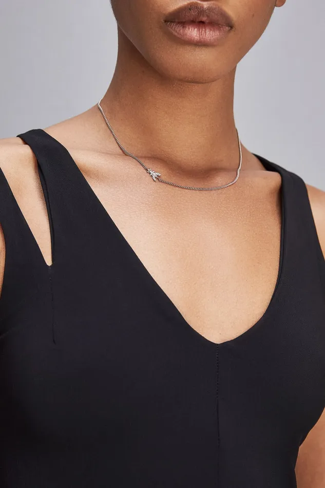 Patrizia Pepe Rhinestone Necklace Silver Silvercrystal Accessories