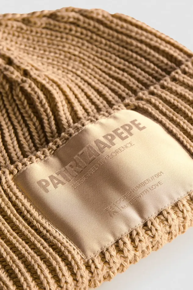 Patrizia Pepe Ribbed Fabric Hat Beige Craft Beige Accessories