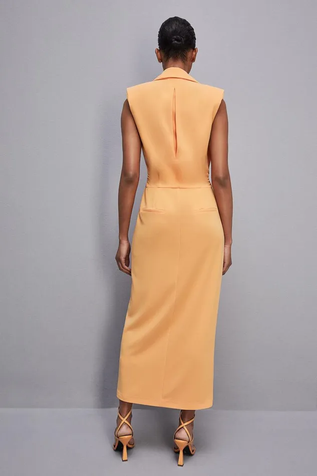 Patrizia Pepe Sabl Crepe Blazer Dress Orange Orange Sorbet Apparel Long