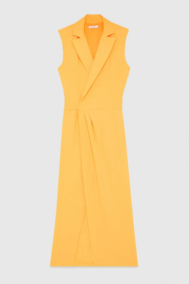 Patrizia Pepe Sabl Crepe Blazer Dress Orange Orange Sorbet Apparel Long