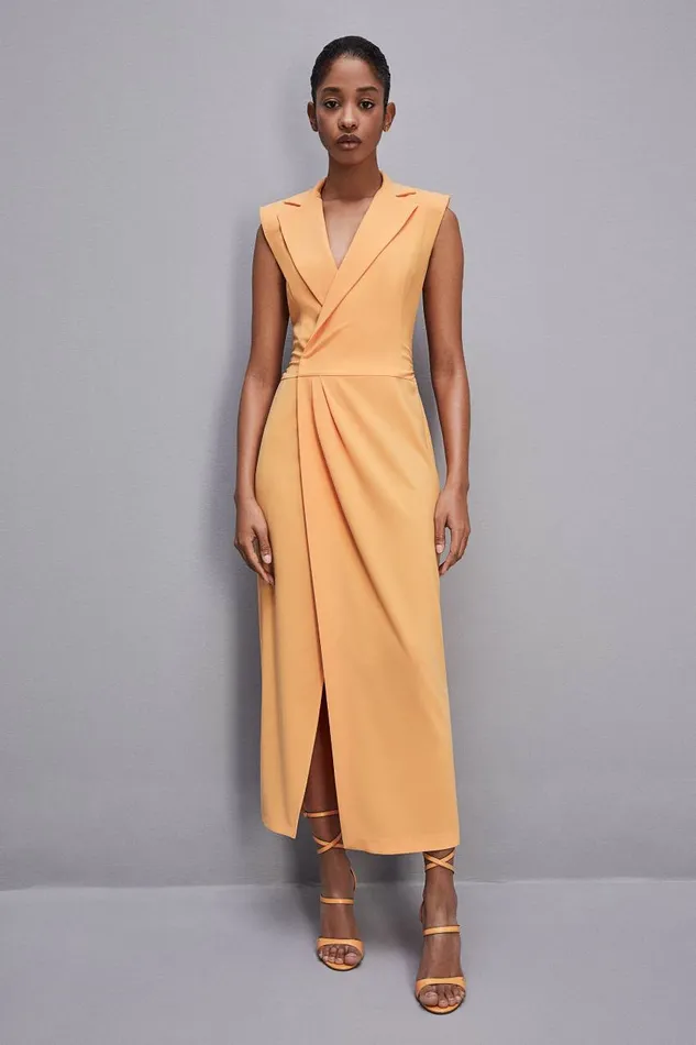 Patrizia Pepe Sabl Crepe Blazer Dress Orange Orange Sorbet Apparel Long