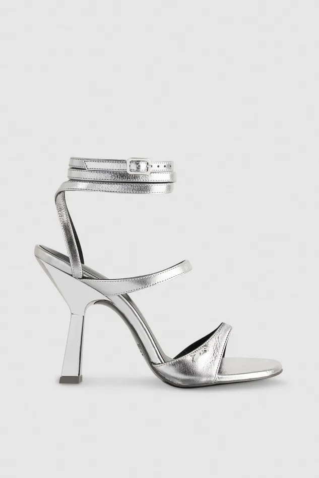 Patrizia Pepe Sandals With Heel And Ankle Strap Silver Silver Footwear