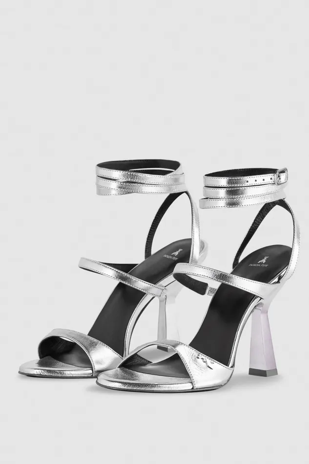 Patrizia Pepe Sandals With Heel And Ankle Strap Silver Silver Footwear
