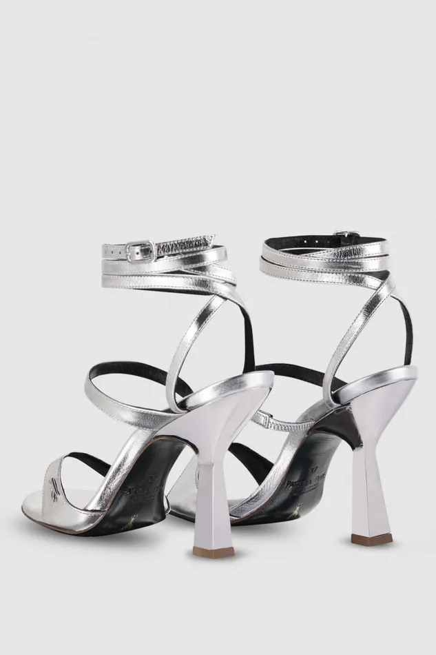 Patrizia Pepe Sandals With Heel And Ankle Strap Silver Silver Footwear