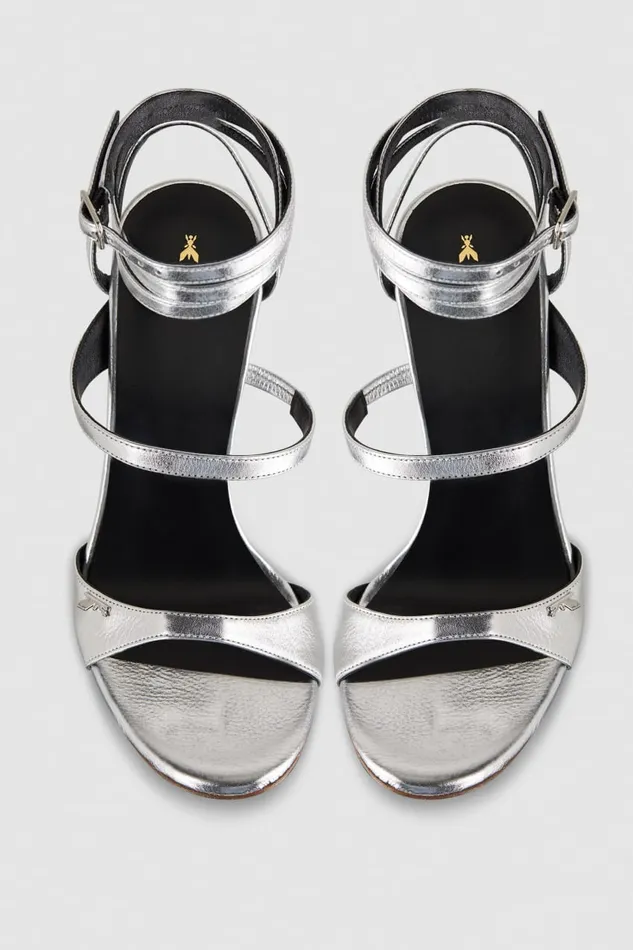 Patrizia Pepe Sandals With Heel And Ankle Strap Silver Silver Footwear