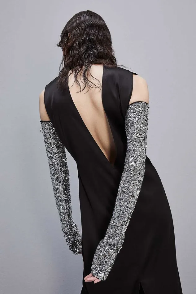 Patrizia Pepe Sequined Sleeves Grey Silver Sequins Accessories