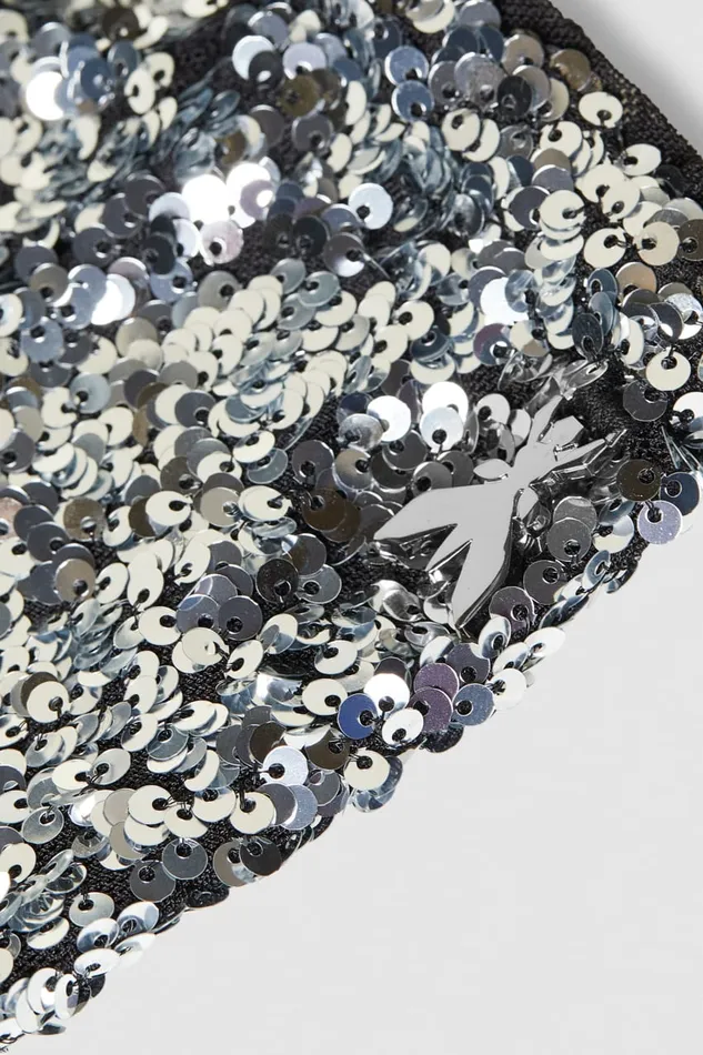 Patrizia Pepe Sequined Sleeves Grey Silver Sequins Accessories