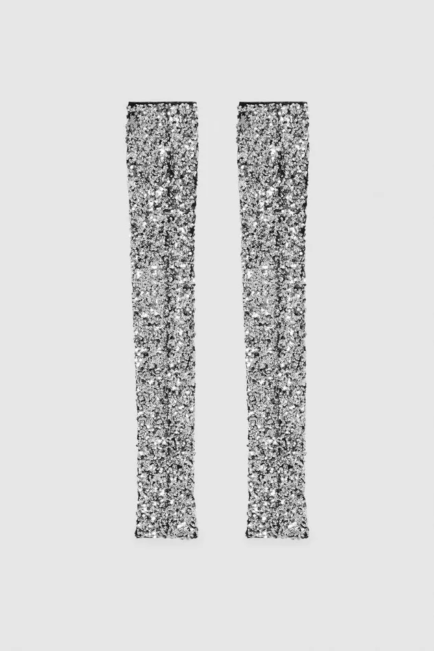 Patrizia Pepe Sequined Sleeves Grey Silver Sequins Accessories