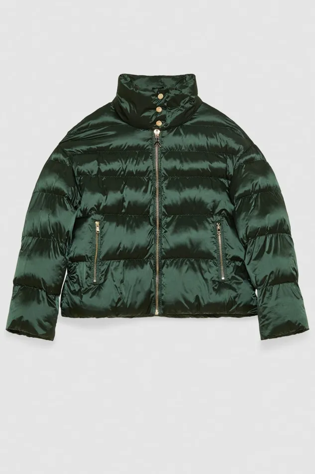 Patrizia Pepe Shiny Nylon Down Jacket Green Tuscany Green Apparel Down Jackets