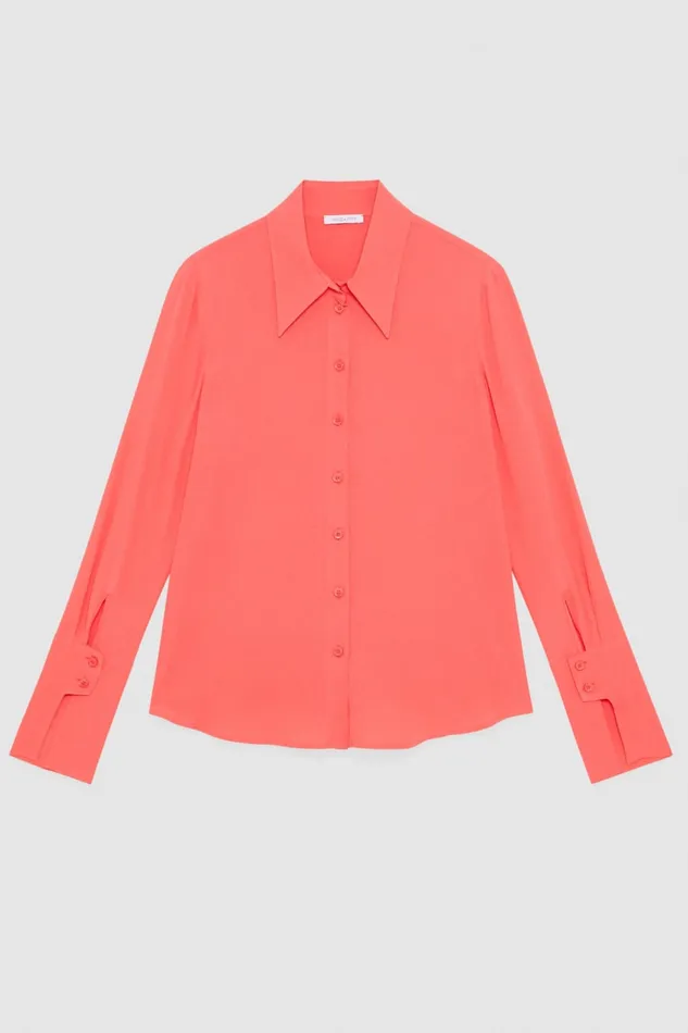 Patrizia Pepe Shirt With High Cuffs Pink Hybrid Rose Apparel Shirts
