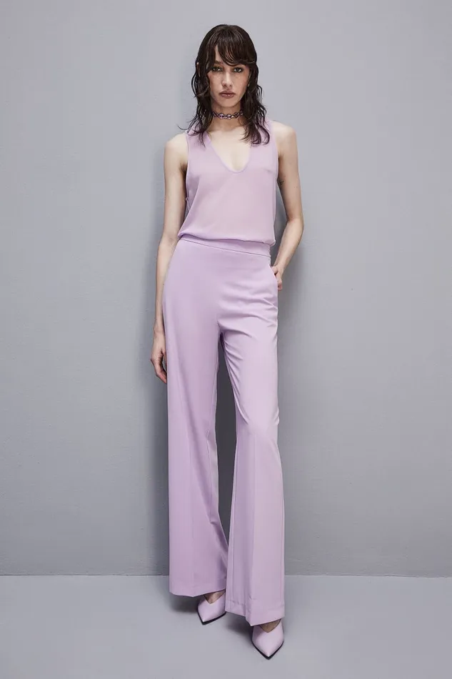 Patrizia Pepe Sleeveless Top Shirt In Georgette Purple Iris Lilac Apparel Tops