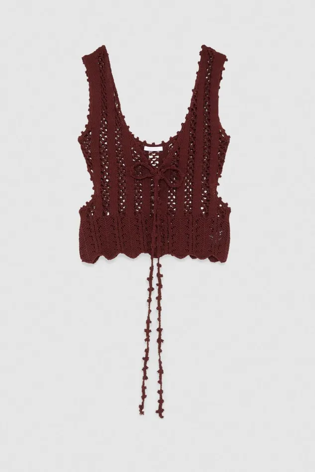 Patrizia Pepe Slim Fit Top In Cotton Blend Purple Dark Plum Apparel Tops