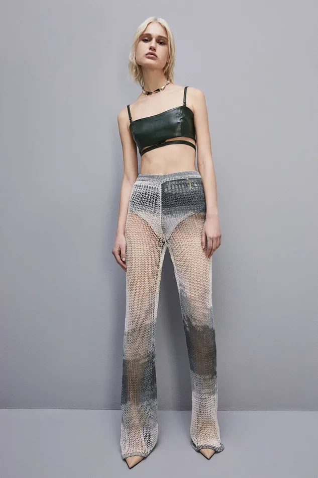 Patrizia Pepe Slim Mesh Pants Natural Multicolor Apparel Slim and Skinny