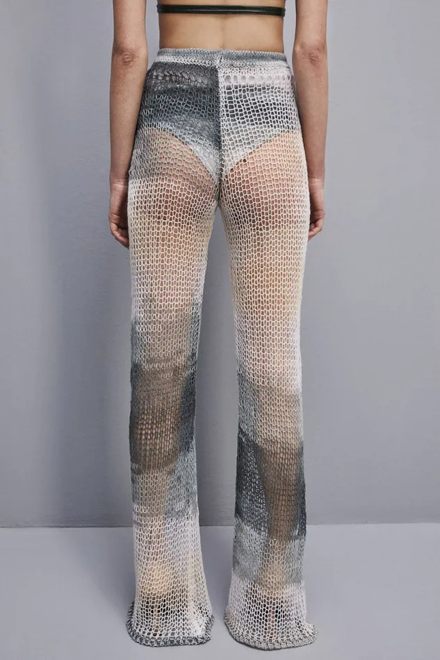Patrizia Pepe Slim Mesh Pants Natural Multicolor Apparel Slim and Skinny