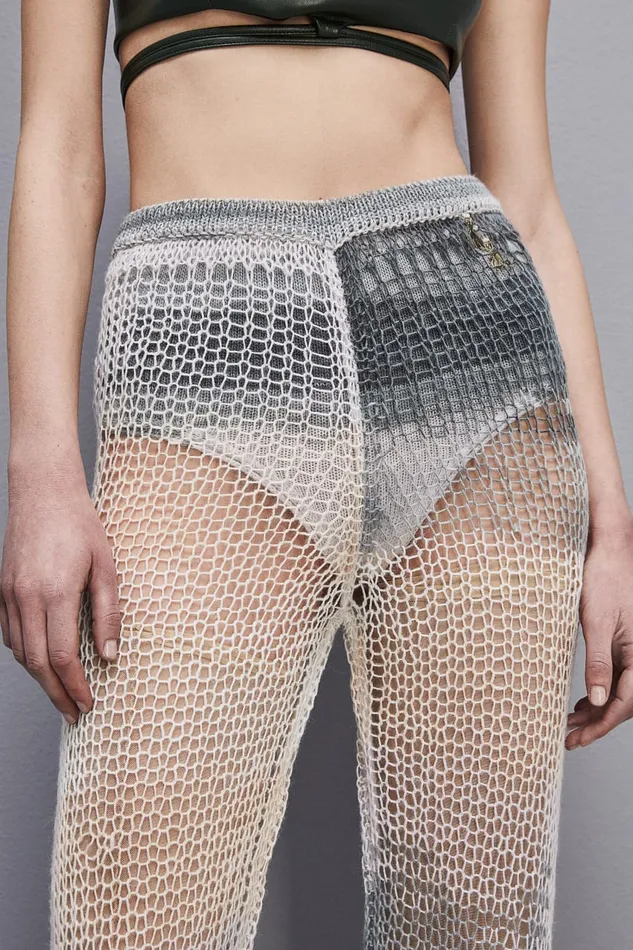 Patrizia Pepe Slim Mesh Pants Natural Multicolor Apparel Slim and Skinny