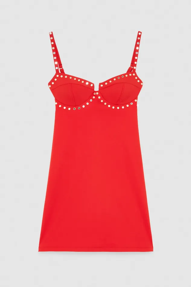 Patrizia Pepe Slim Stretch Jersey Dress Red Red Heart Apparel Mini